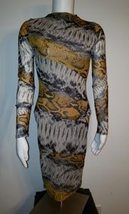 NWOT Fashion Nova Mock Neck Snake Print Midi Dress